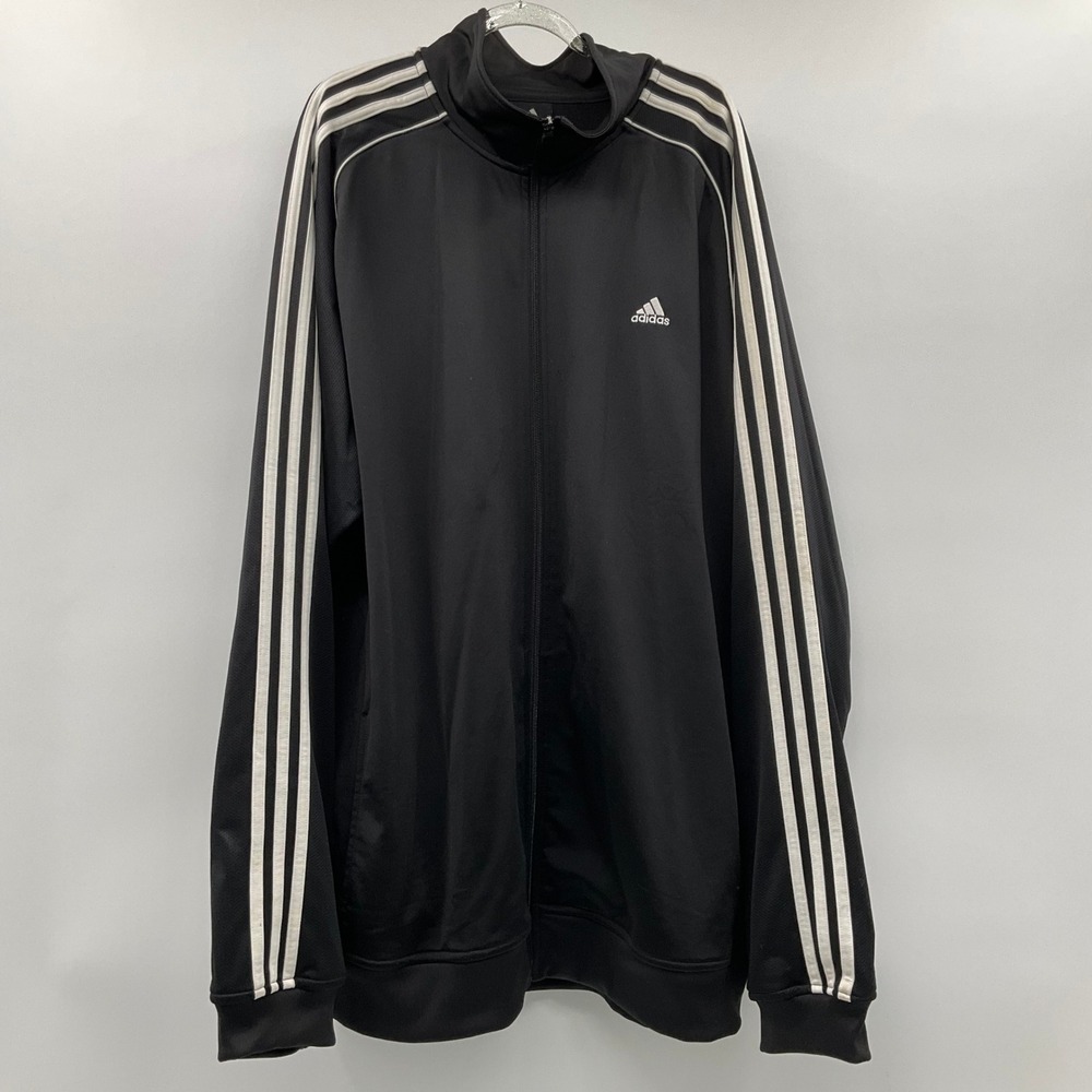 Adidas Track Jacket Black White Stripes Mens 2XL Gorpcore Sporty 90s Blokecore